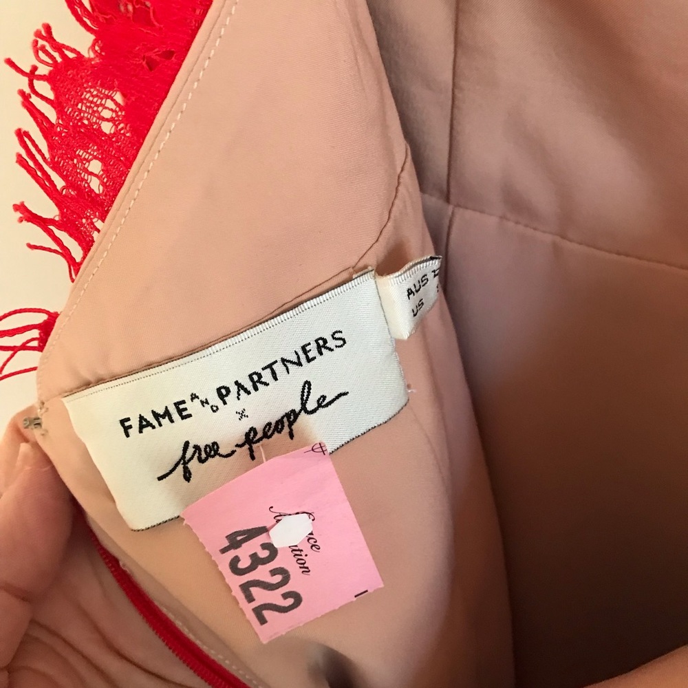 Free People x Fame and Partners Mollie Mini Dress Red Lace - Picture 8 of 10